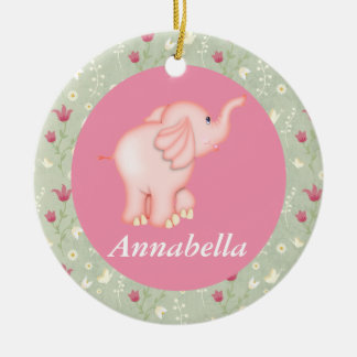 Personalised Pink Elephant Baby Birth Ornament
