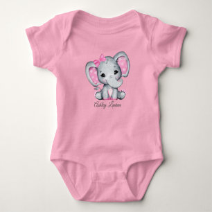 Personalised Pink Elephant Baby Bodysuit