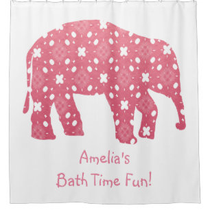 Personalised Pink Elephant Shower Curtain