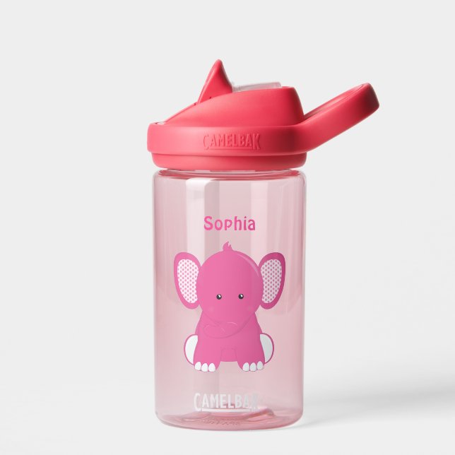 Personalised Pink Elephant Water Bottle (Left)