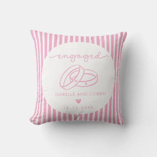 Personalised Pink Engaged Couple Ring Keepsake Cushion