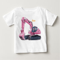 Personalised Pink Excavator Toddler T-Shirt