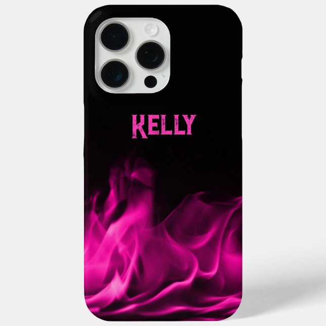 Personalised Pink Flames on Black Case-Mate iPhone Case (Back)