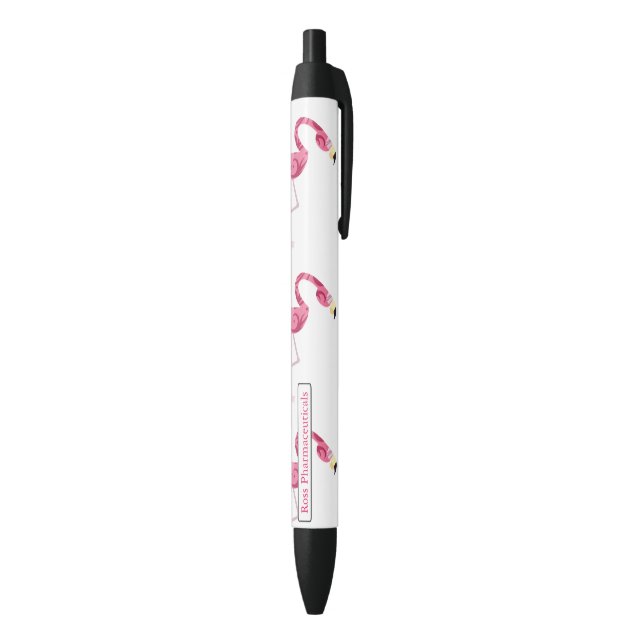 Personalised Pink Flamingo Bird Black Ink Pen (Bottom (Vertical))