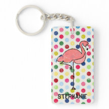Personalised Pink Flamingo Colourful Polka Dots