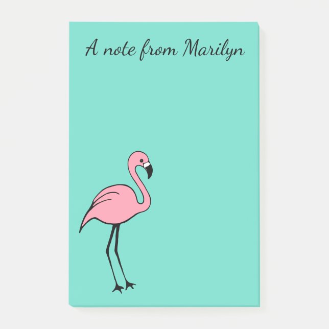 Personalised Pink Flamingo Post It Notes Gift (Front)