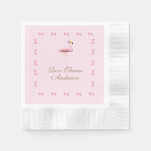 Personalised Pink Flamingo Themed Napkin