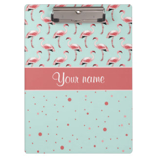 Personalised Pink Flamingos Polka Dots Clipboard