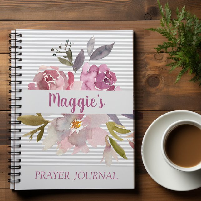 Personalised  Pink floral Bible Verse Spiral  Notebook (Creator Uploaded)