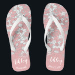 Personalised Pink Floral Bridesmaid Jandals<br><div class="desc">Gift your bridal party with this pair of trendy flip flops that will be in use long after you say "I do"! They are an update of the classic pair, and totally appropriate for hitting the streets in. These stylish flip flops can be personalised to your liking. Add complementary text...</div>