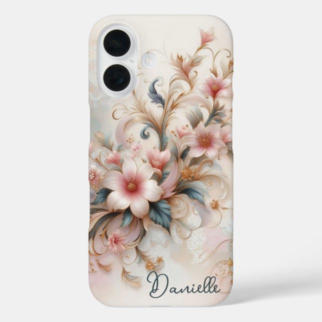 Personalised pink floral Case-Mate iPhone case (Back)