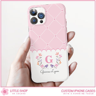 Personalised Pink Floral iPhone 16 Case