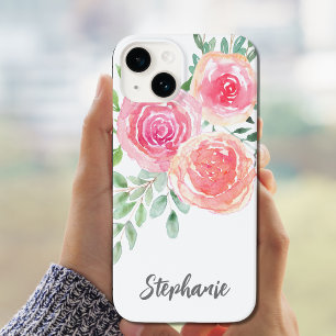 Personalised Pink Floral Case-Mate iPhone 14 Case