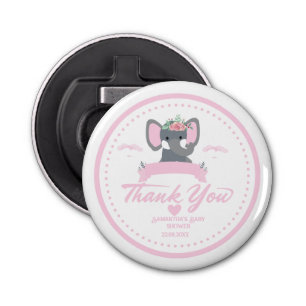 Personalised Pink floral cute Elephant Baby Shower Bottle Opener