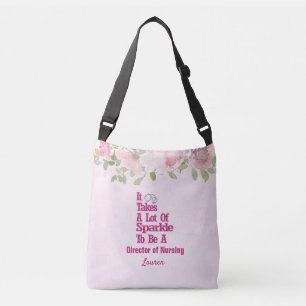 Personalised Pink Floral DON Nurse Crossbody Bag