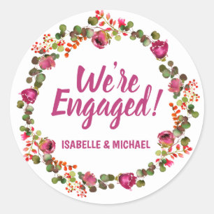 Personalised Pink Floral Engagement Envelope Seals