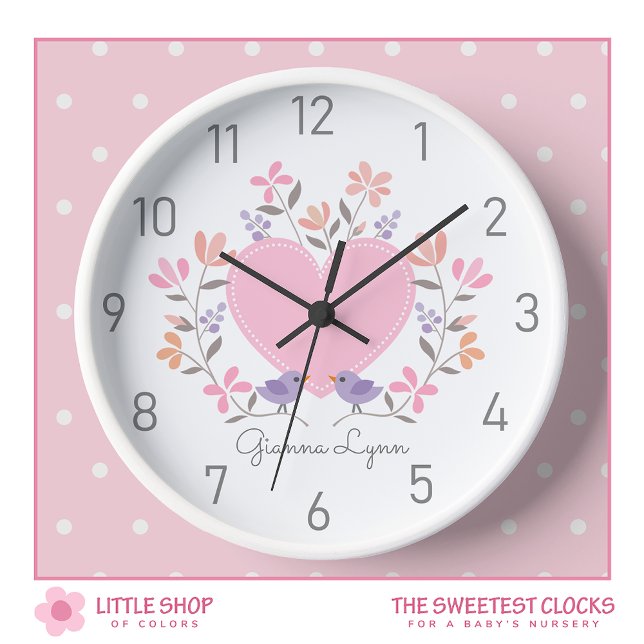 Personalised Pink Floral Girls Clock (Creator Uploaded)