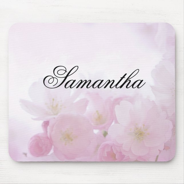 Personalised Pink Floral Mouse Pad (Front)