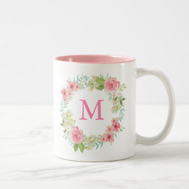 Personalised Pink Floral Mug (Right)