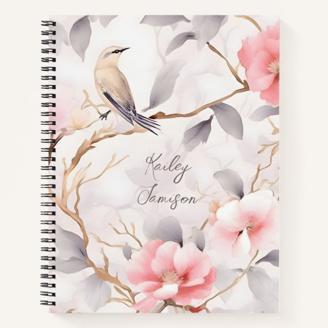 Personalised Pink Floral Notebook (Front)
