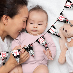 Personalised Pink Floral Patten Baby Girl Bunting