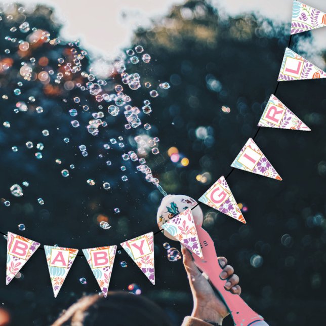 Personalised Pink Floral Patten Baby Girl Bunting (Creator Uploaded)