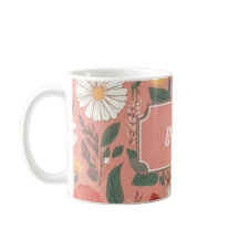 Personalised Pink Floral Pattern Coffee Mug