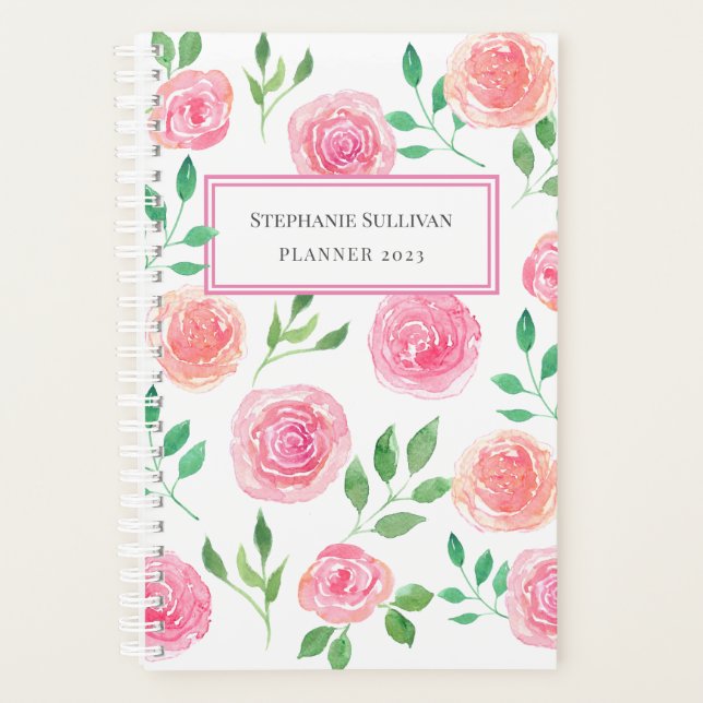 Personalised Pink Floral Planner (Front)