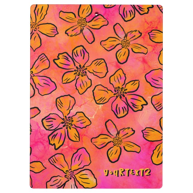 Personalised Pink Floral Pop Art Clipboard (Back)