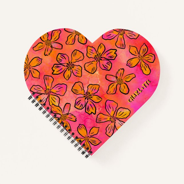 Personalised Pink Floral Pop Art Notebook (Front)