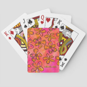 Personalised Pink Floral Pop Art Playing Cards