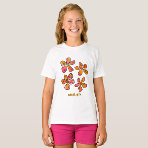 Personalised Pink Floral Pop Art T-Shirt
