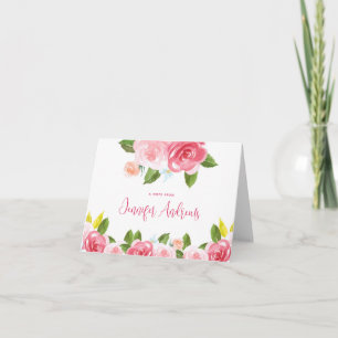 Personalised Pink Floral Thank You Note Cards