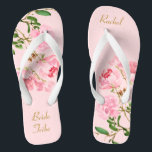 Personalised Pink Floral Wedding Bride Tribe Flip  Jandals<br><div class="desc">These personalised flip flops feature an elegant aesthetic design of pink peony flowers watercolor painting. The beautiful flip flops are a memorable gift for wedding party members: bride, bridesmaids, mother of the bride, maid of honour... They will add a stylish dose of glam to your wedding day, bachelorette party, or other celebration. ♥Customise...</div>
