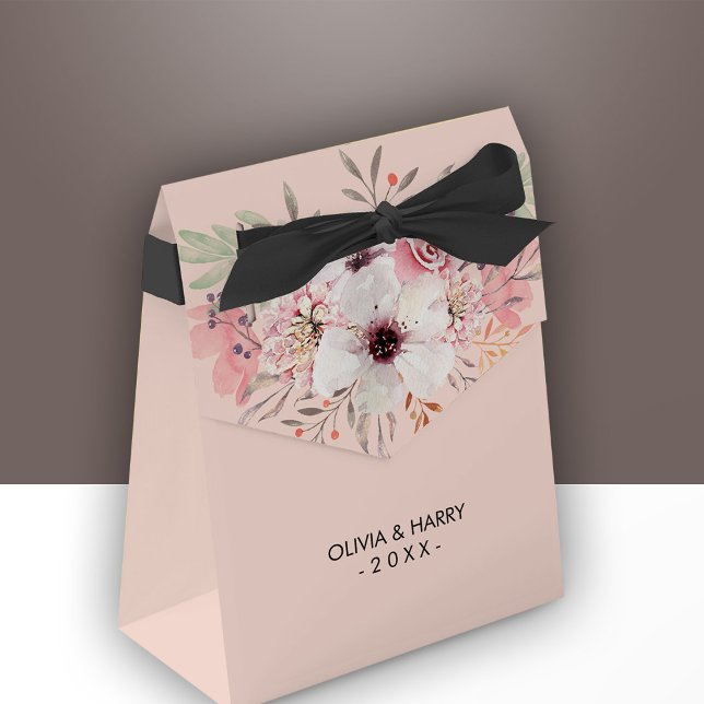 Personalised Pink Floral Wedding Favour Box (Creator Uploaded)