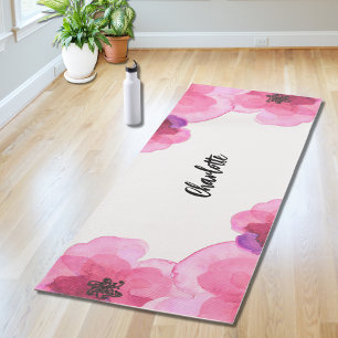 Personalised Pink Floral Yoga Mat