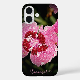 Personalised Pink Flower Apple iPhone Case