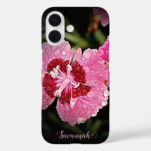 Personalised Pink Flower Apple iPhone Case (Back)