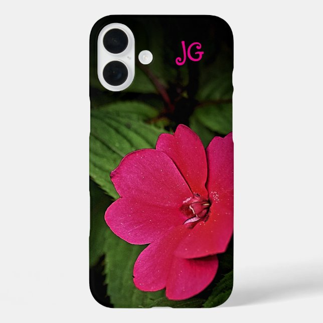 Personalised Pink flower Apple iPhone Case (Back)