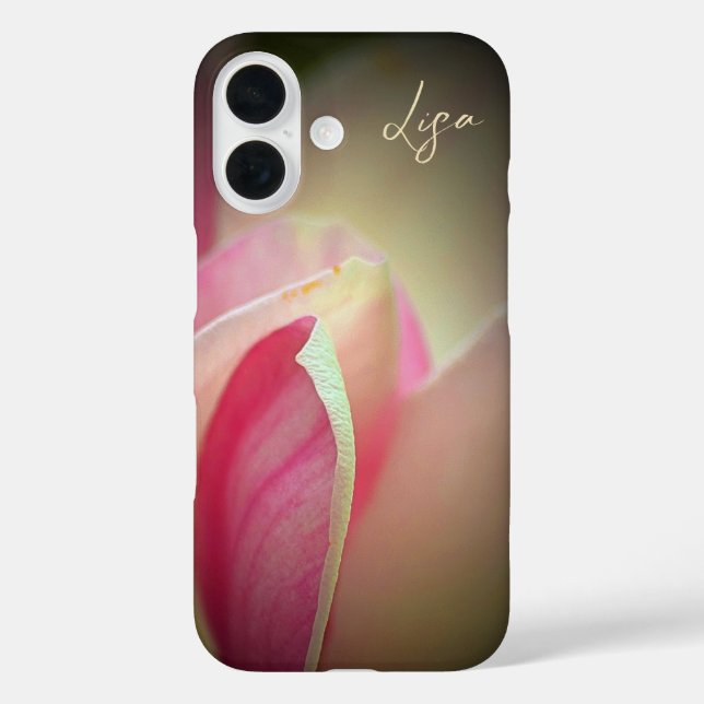 Personalised Pink Flower Apple iPhone Case (Back)