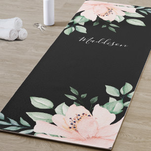 Personalised Pink Flower Yoga Mat