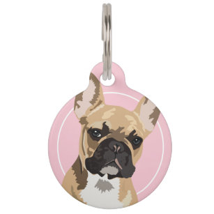 Personalised Pink French Bulldog Dog Name Pet Tag