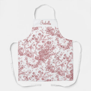 Personalised Pink French Engraved Floral Toile Apron