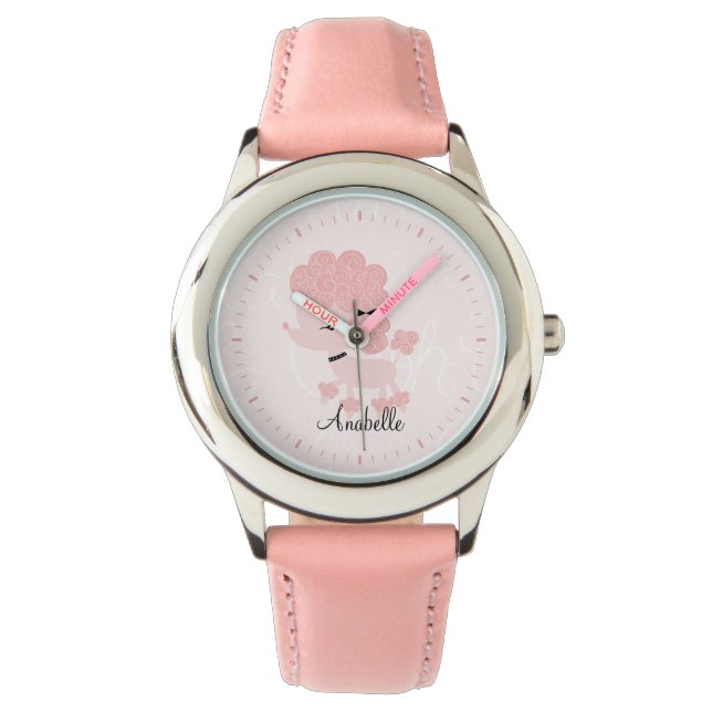 Personalised Pink French Poodle Watch (Front)
