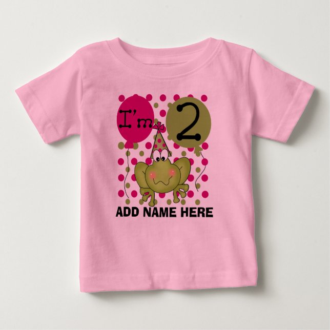 Personalised Pink Frog 2nd Birthday T-shirt (Front)