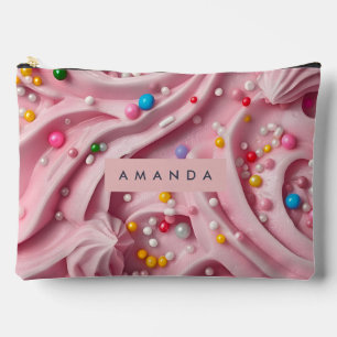 Personalised Pink Frosting Swirl with Sprinkles Accessory Pouch