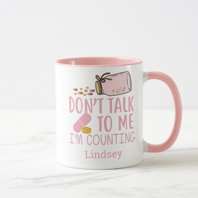 Personalised Pink Funny Pharmacist/ Tech Coffee  Mug (Right)