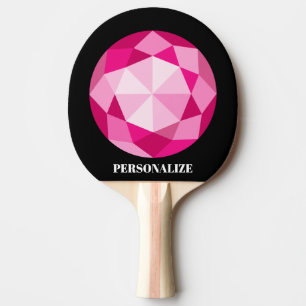Personalised pink gemstone ping pong paddle