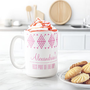 Personalised Pink Geometric Triangles Coffee Mug