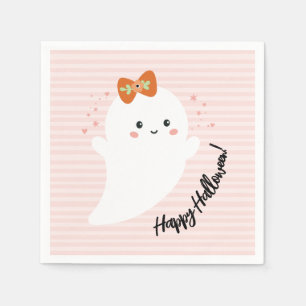 Personalised Pink Ghost Happy Halloween Napkin